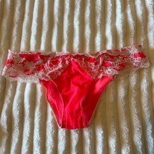 Victoria’s Secret Elegant hot neon Pink Lace Trim Panty